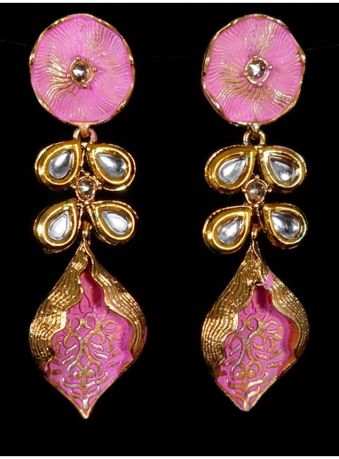 Kundan Earrings with Meenakari Work